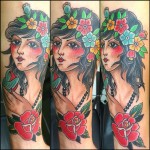 Traditional Girl Head Tattoo, Iron Tiger, Columbia MO, Gabe Garcia