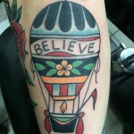 hot air balloon tattoo, hot air balloon, Traditional, Tattoo, Iron Tiger, Columbia MO