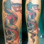 Traditional, Snake tattoo, Iron tiger, Columbia MO, Gabe Garcia