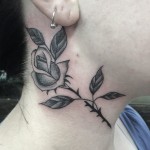 neck tattoo, rose