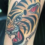 Traditional Tiger Tattoo, tiger head tattoo, Iron Tiger, Columbia MO, Gabe Garcia