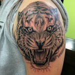 Tiger portrait tattoo, black and gray tiger tattoo, Iron Tiger, Columbia MO, Gabe Garcia