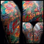 japanese, tattoo, kirin, half sleeve